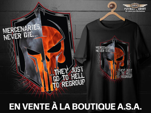 T-Shirt ASA Airsoft Mercenaries Never Die They Just Go To Hell to Regroup