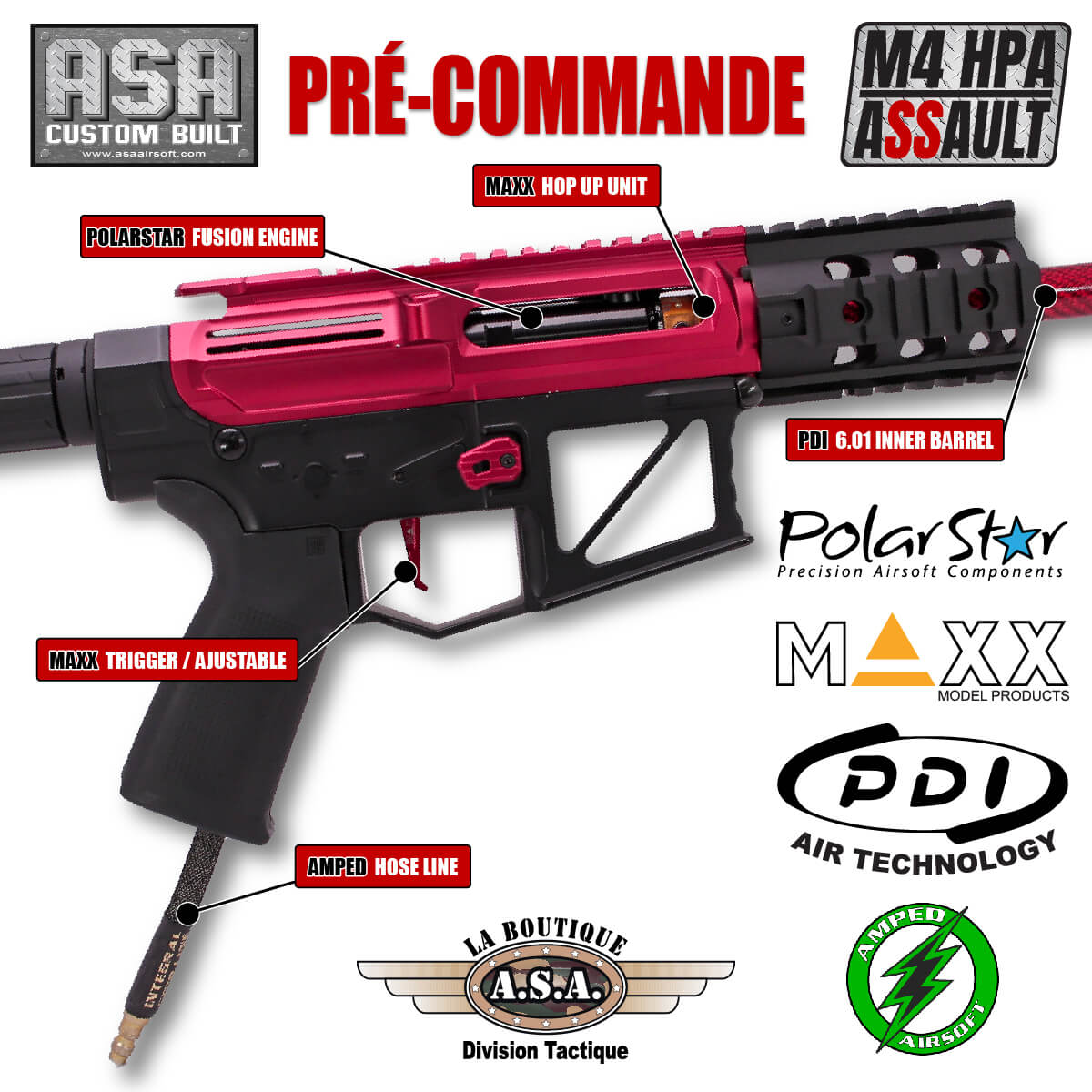 M4 HPA ASSAULT CUSTOM BUILT BOUTIQUE ASA PAINTBALL AIRSOFT