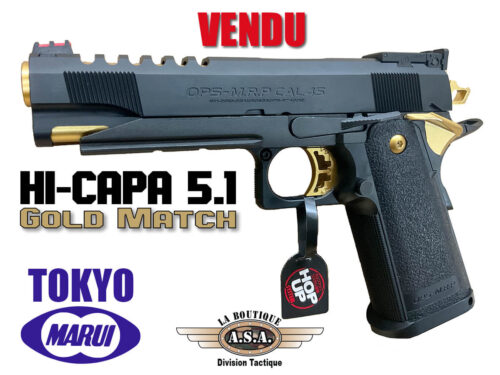 Pistolet de Airsoft Tokyo Marui Hi-Capa 5.1 "GOLD MATCH" - Un design saisissant, une performance exceptionnelle.