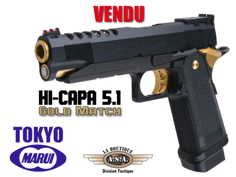 Tokyo Marui Hi-Capa 5.1 Gold Match Boutique ASA Paintball et Airsoft