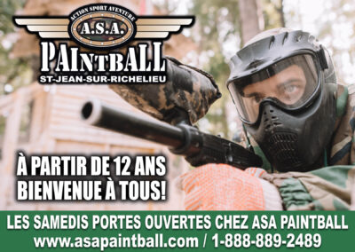 Journées Portes Ouvertes chez ASA Paintball à St-Jean-sur-Richelieu - Vivez des moments palpitants tous les samedis.