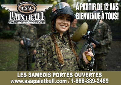 Journée porte ouverte ASA Paintball à St-Jean-sur-Richelieu - Action et divertissement en plein air.