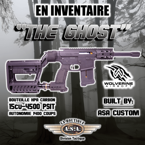 Découvrez le puissant fusil d'assaut de airsoft de la compagnie Wolverine le Ghost V2 HPA, disponible chez ASA Paintball Airsoft.